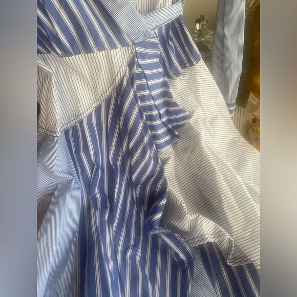 Maeve Anthropologie blue and white striped long sleeve short dress size 6 - Picture 9 of 15